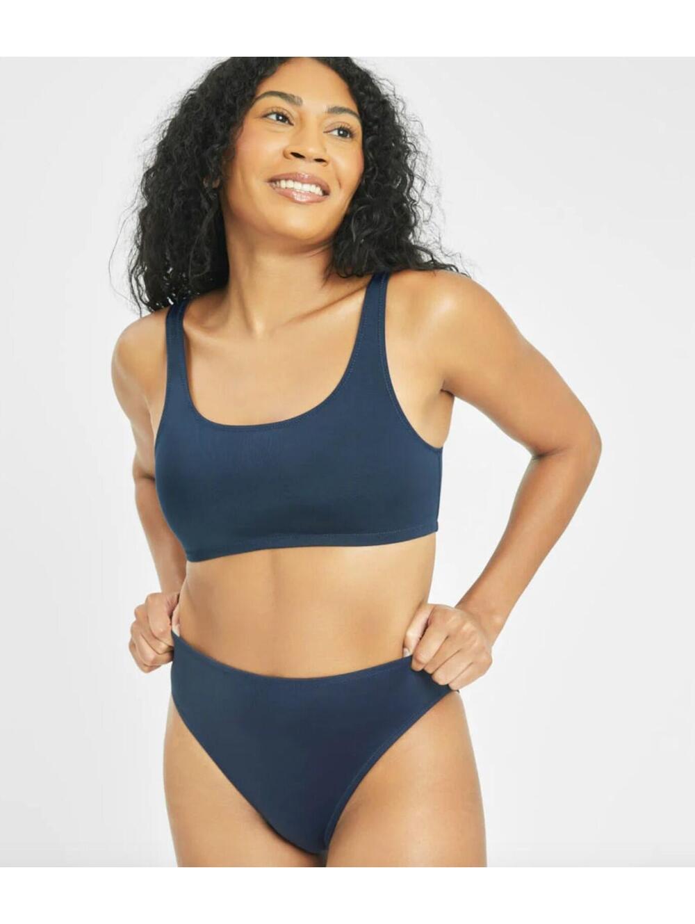 (RC) Lively High Waist Bikini Bottom Navy Blue Size XXL Swimwear NWT Full